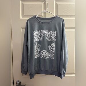 Gray Star Leopard Print Sweatshirt